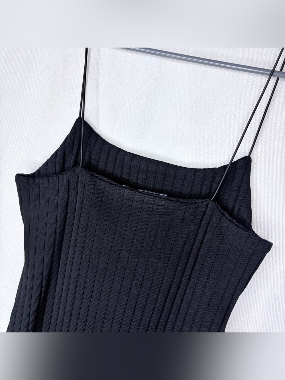 Zara Black Ribbed Midi Dress - Picture 5 of 8